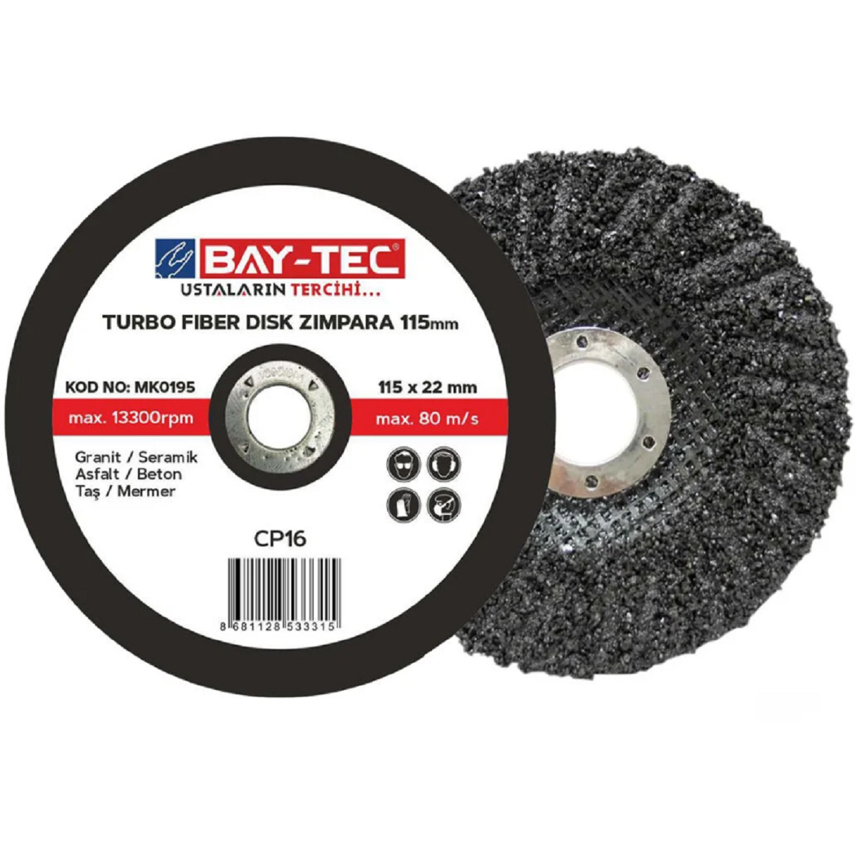 TURBO FİBER DİSK ZIMPARA 115x22-23mm