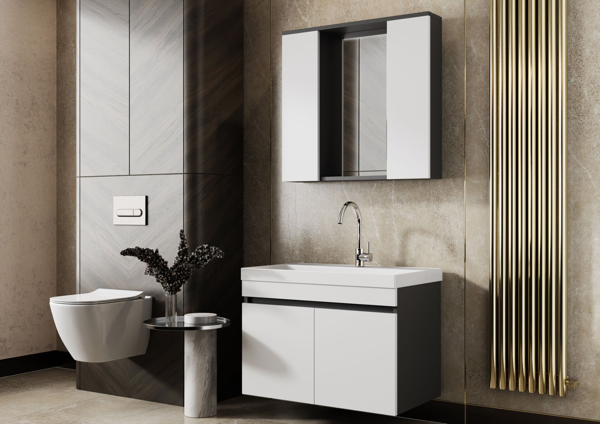 KAREN BANYO ARYA AYNALI 80 CM BANYO DOLABI